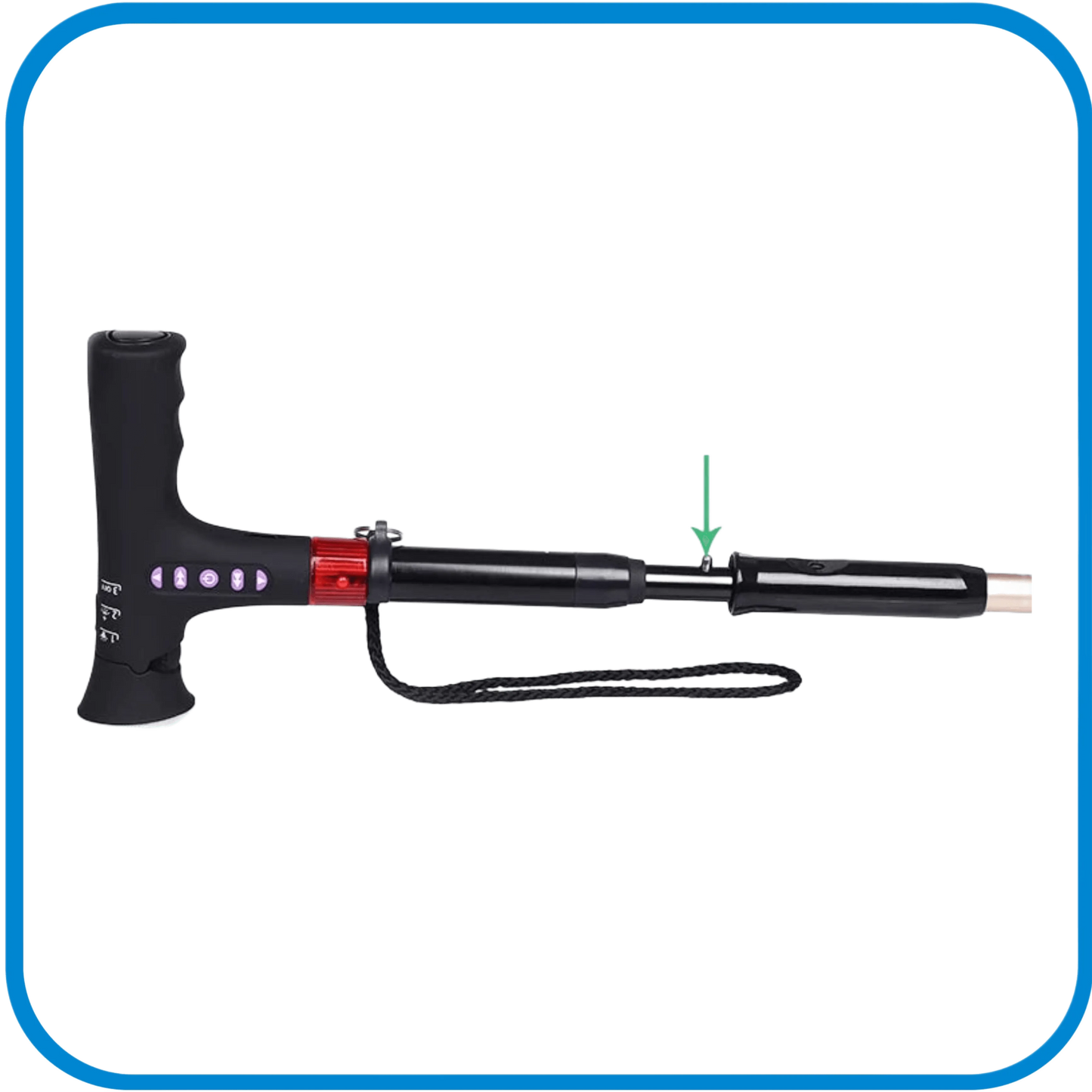 Bastone Regolabile In Alluminio Con Ombrello Torcia e SOS - L&G Sport e Benessere