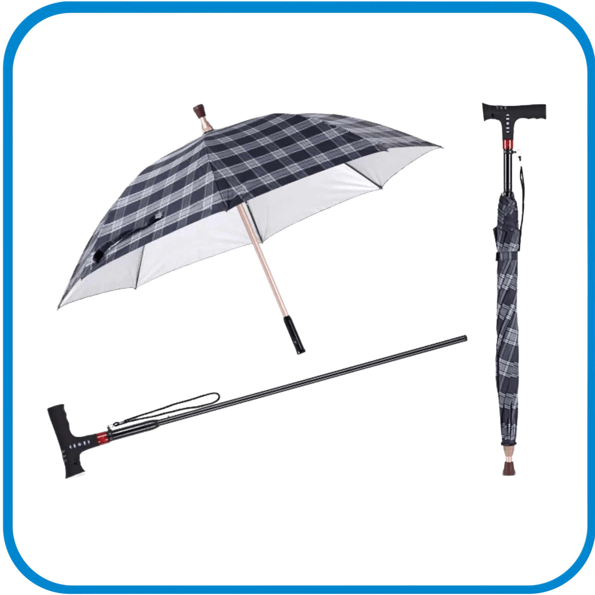 Bastone Regolabile In Alluminio Con Ombrello Torcia e SOS - L&G Sport e Benessere