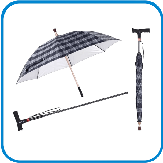 Bastone Regolabile In Alluminio Con Ombrello Torcia e SOS - L&G Sport e Benessere