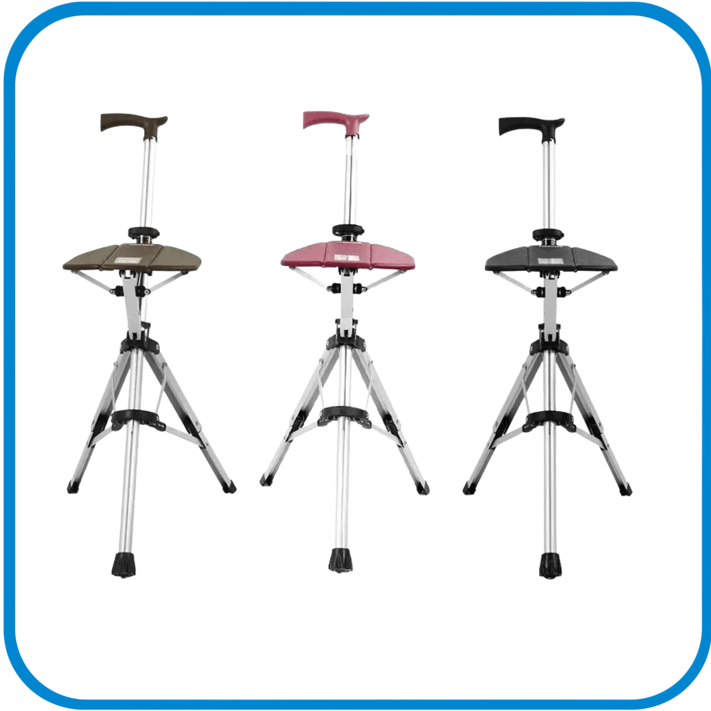 Bastone Con Seduta 3 Piedi Multi Funzione Pieghevole - L&G Sport e Benessere