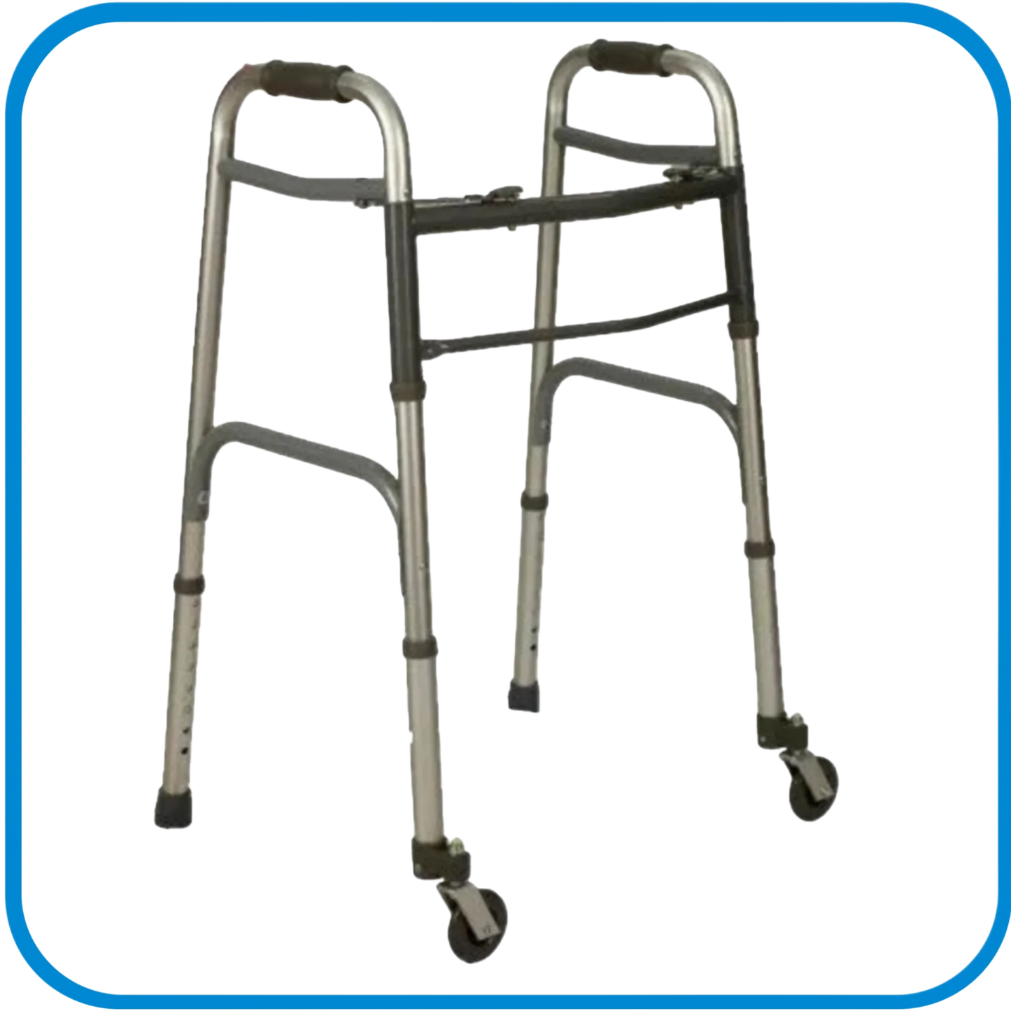 Deambulatore Fisso Pieghevole Due Ruote Piroettanti Due Puntali - L&G Sport e Benessere