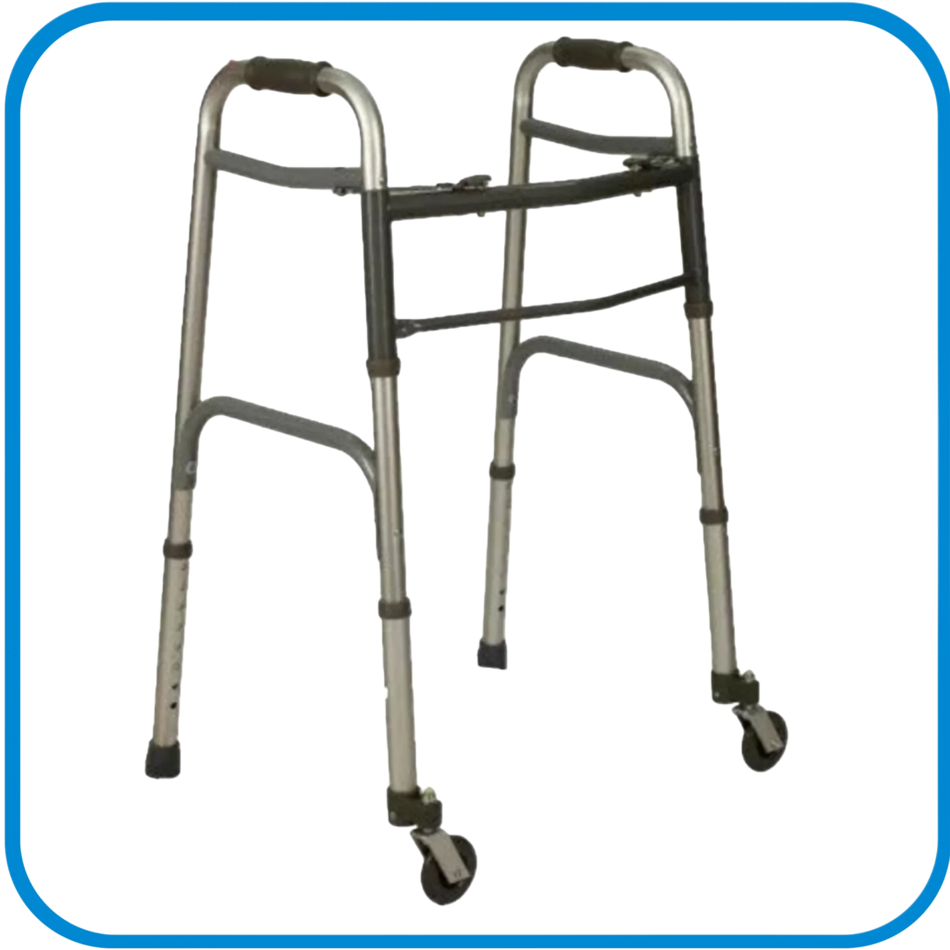 Deambulatore Fisso Pieghevole Due Ruote Piroettanti Due Puntali - L&G Sport e Benessere