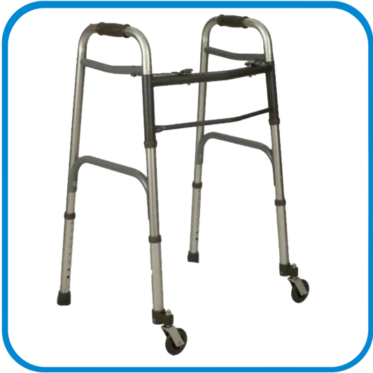 Deambulatore Fisso Pieghevole Due Ruote Piroettanti Due Puntali - L&G Sport e Benessere