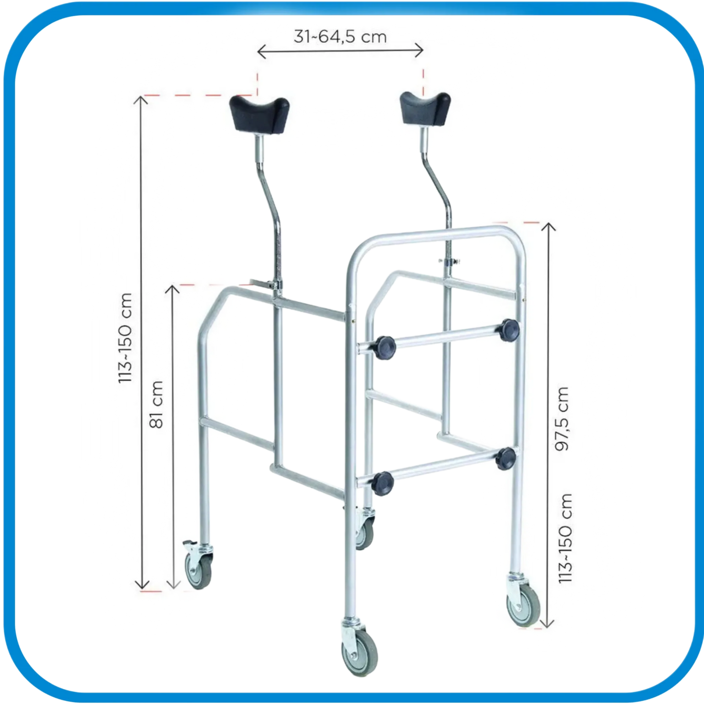 Deambulatore Ascellare In Acciaio Con Freni Moretti - L&G Sport e Benessere