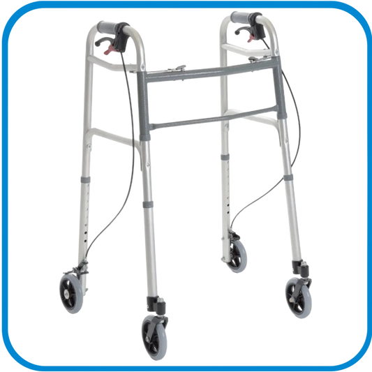 Deambulatore Pieghevole 4 Ruote E Freni Azionabili A Mano - L&G Sport e Benessere