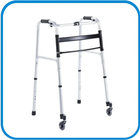 Deambulatore Pieghevole 2 Ruote Piroettanti 2 Puntali - L&G Sport e Benessere